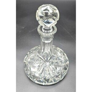 Vintage Diamond-Cut Crystal Glass Ships Decanter With Matching Stopper DH1348